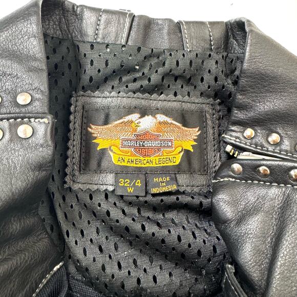 HARLEY DAVIDSON Knit & Leather Faux Chaps Riding Legging Pants Punk Gothic Biker - Picture 7 of 8